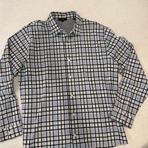 Vince Men's Blue and White plaid Shirt